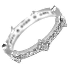 Cathy Waterman Diamond Platinum Geometric Band Ring 8
