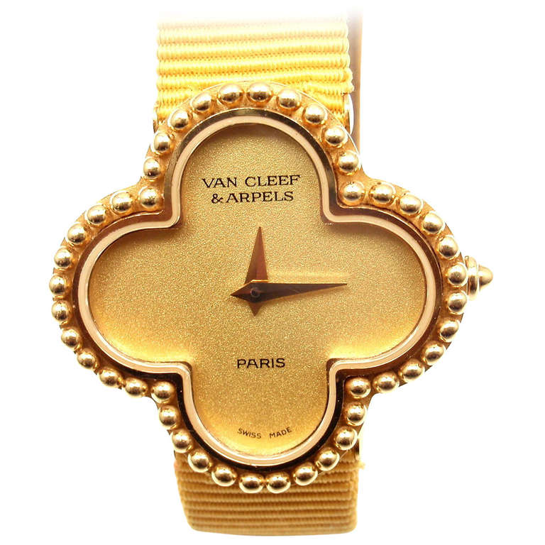 Van Cleef & Arpels Lady's Yellow Gold Vintage Alhambra Wristwatch
