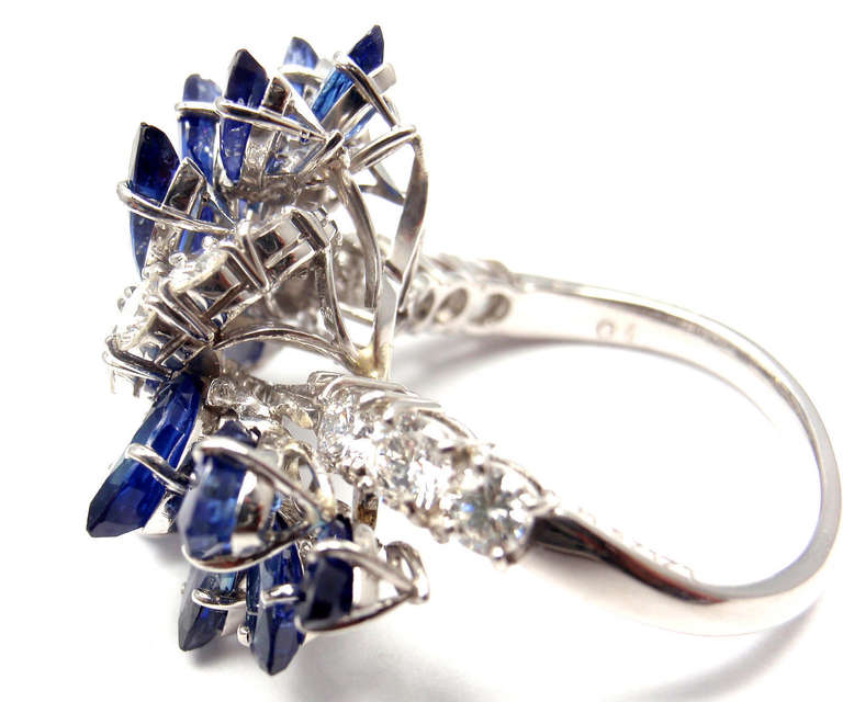 Van Cleef & Arpels Butterfly Sapphire Diamond Platinum Ring 1