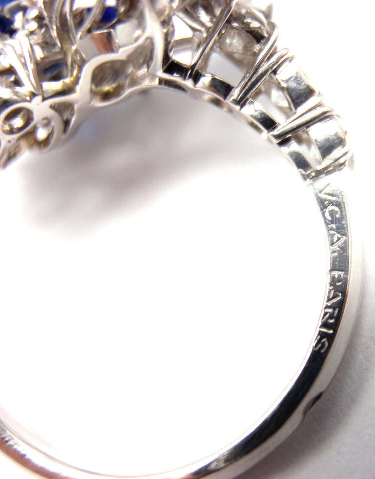 Van Cleef & Arpels Butterfly Sapphire Diamond Platinum Ring 2