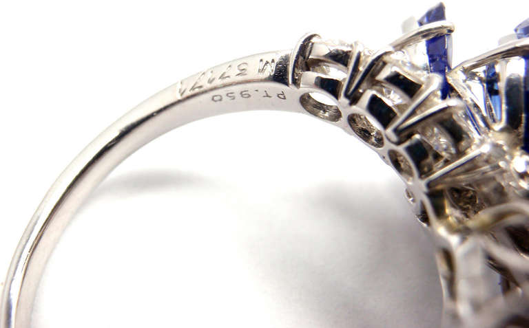 Van Cleef & Arpels Butterfly Sapphire Diamond Platinum Ring 3