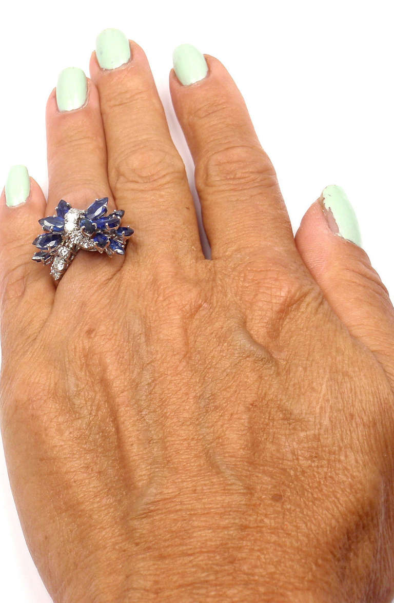 Van Cleef & Arpels Butterfly Sapphire Diamond Platinum Ring 4