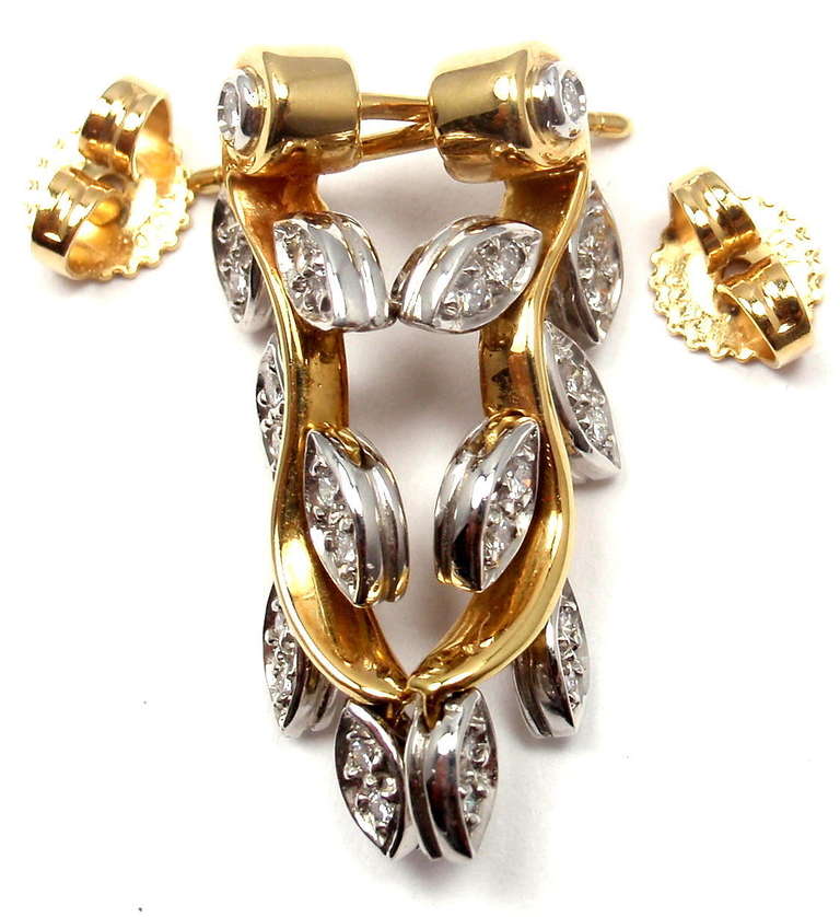 TIFFANY & CO. Diamond Gold Platinum Earrings 