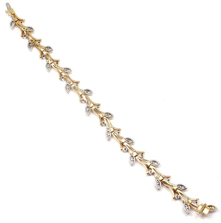 Tiffany & Co. Garland Diamond Platinum 18k Gold Bracelet In New Condition In Holland, PA