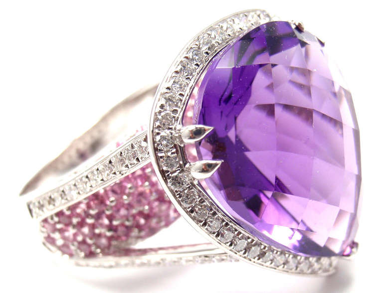 Sonia B. Bitton Amethyst Tourmaline Diamond White Gold Ring In New Condition In Holland, PA