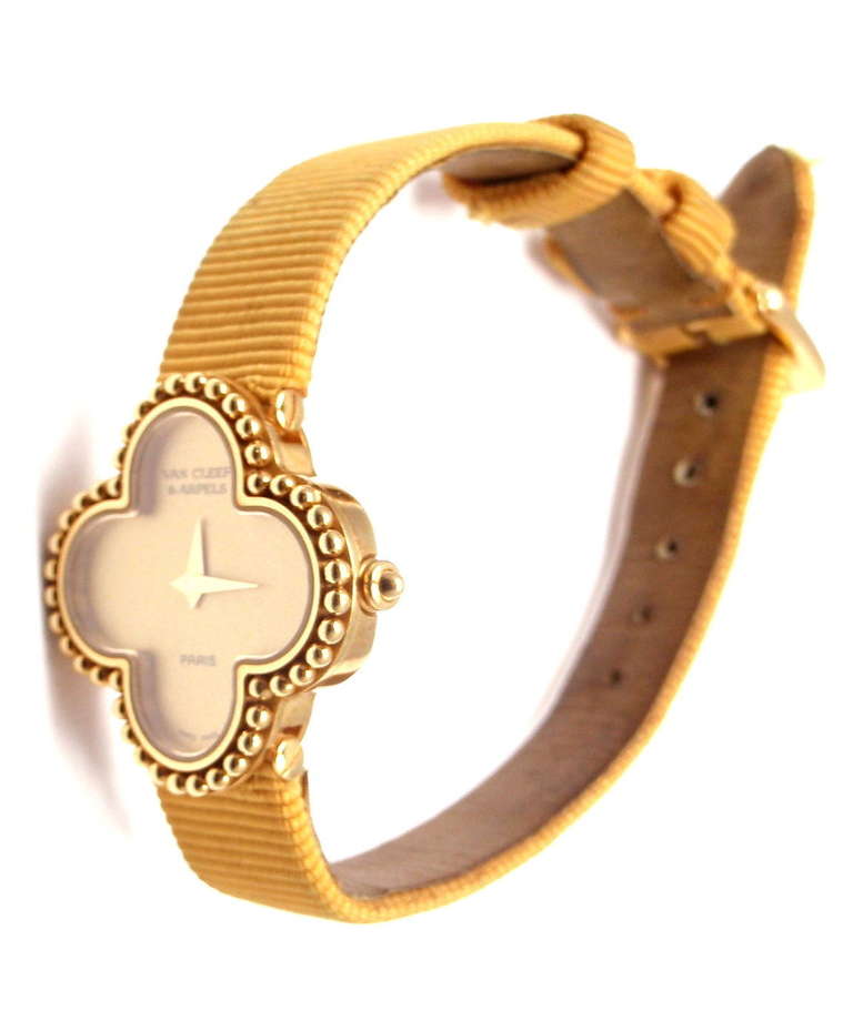 Van Cleef & Arpels Lady's Yellow Gold Vintage Alhambra Wristwatch 1