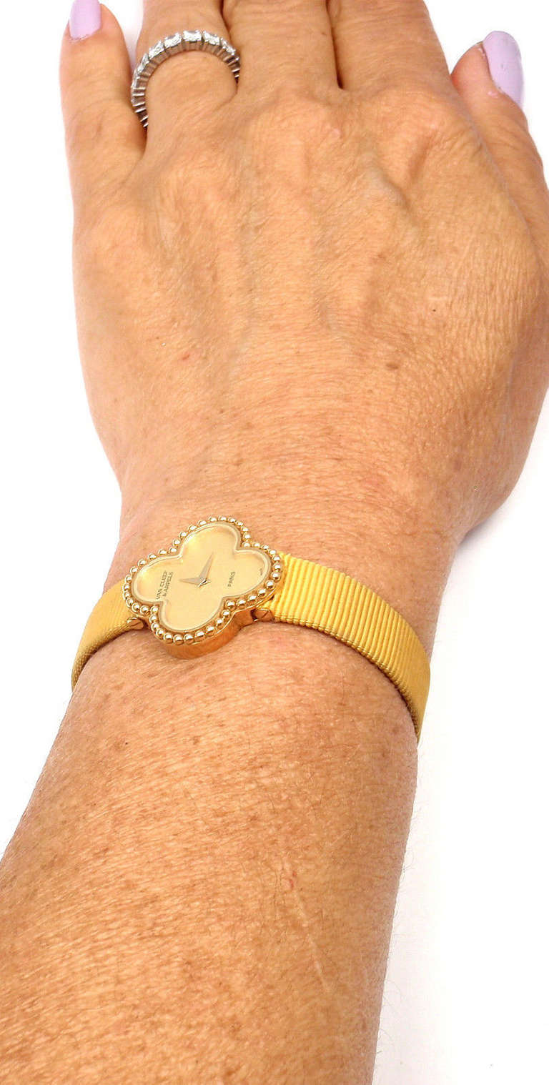 Van Cleef & Arpels Lady's Yellow Gold Vintage Alhambra Wristwatch 4