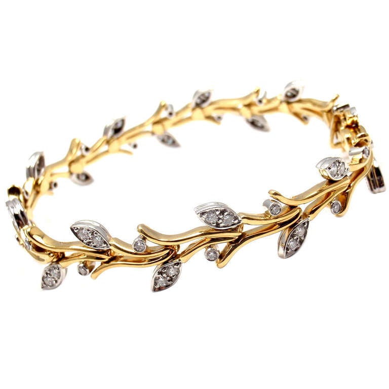 Tiffany & Co. Garland Diamond Platinum 18k Gold Bracelet