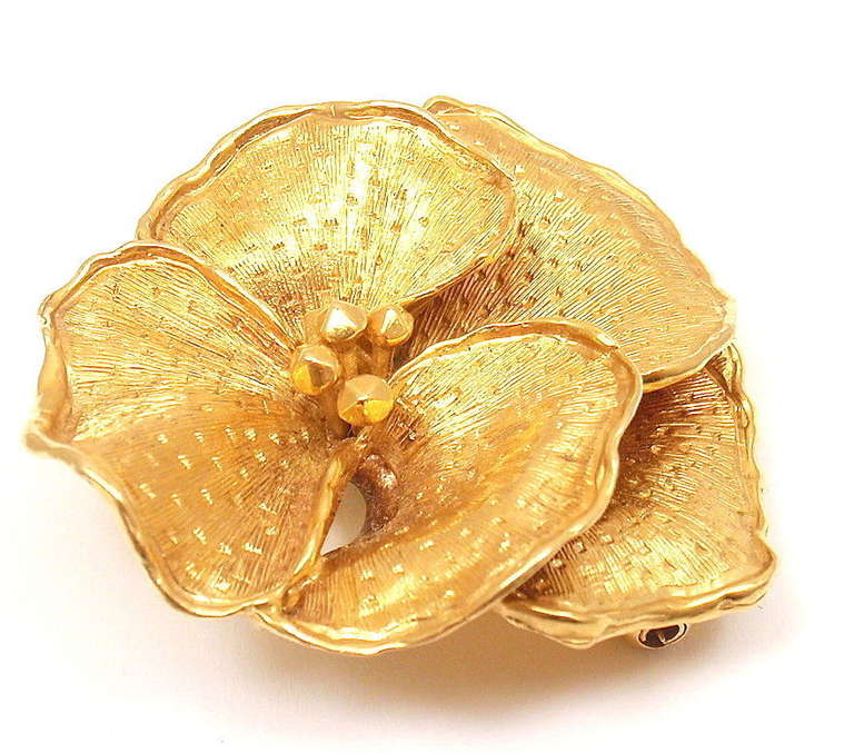 TIFFANY & CO Garden Rose Flower Gold Pin Brooch 2