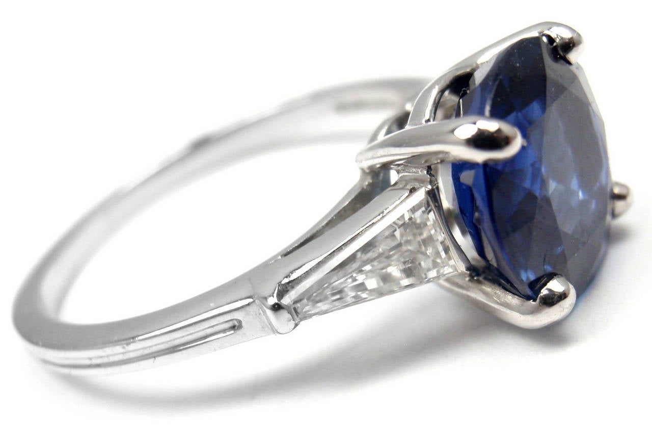 Tiffany and Co Sapphire Diamond Platinum Ring at 1stdibs