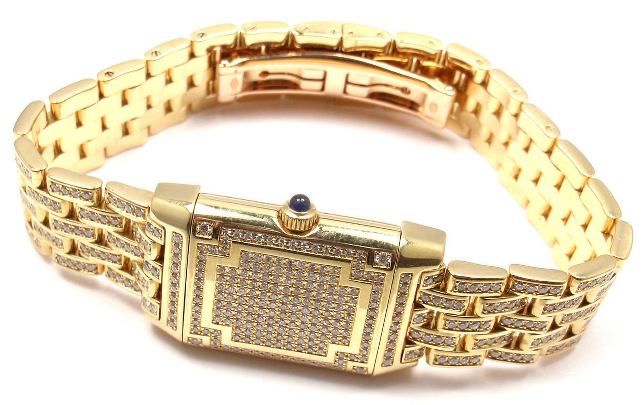 Jaeger-Lecoultre Lady's Yellow Gold Diamond Reverso Wristwatch Ref 267.1.86 2