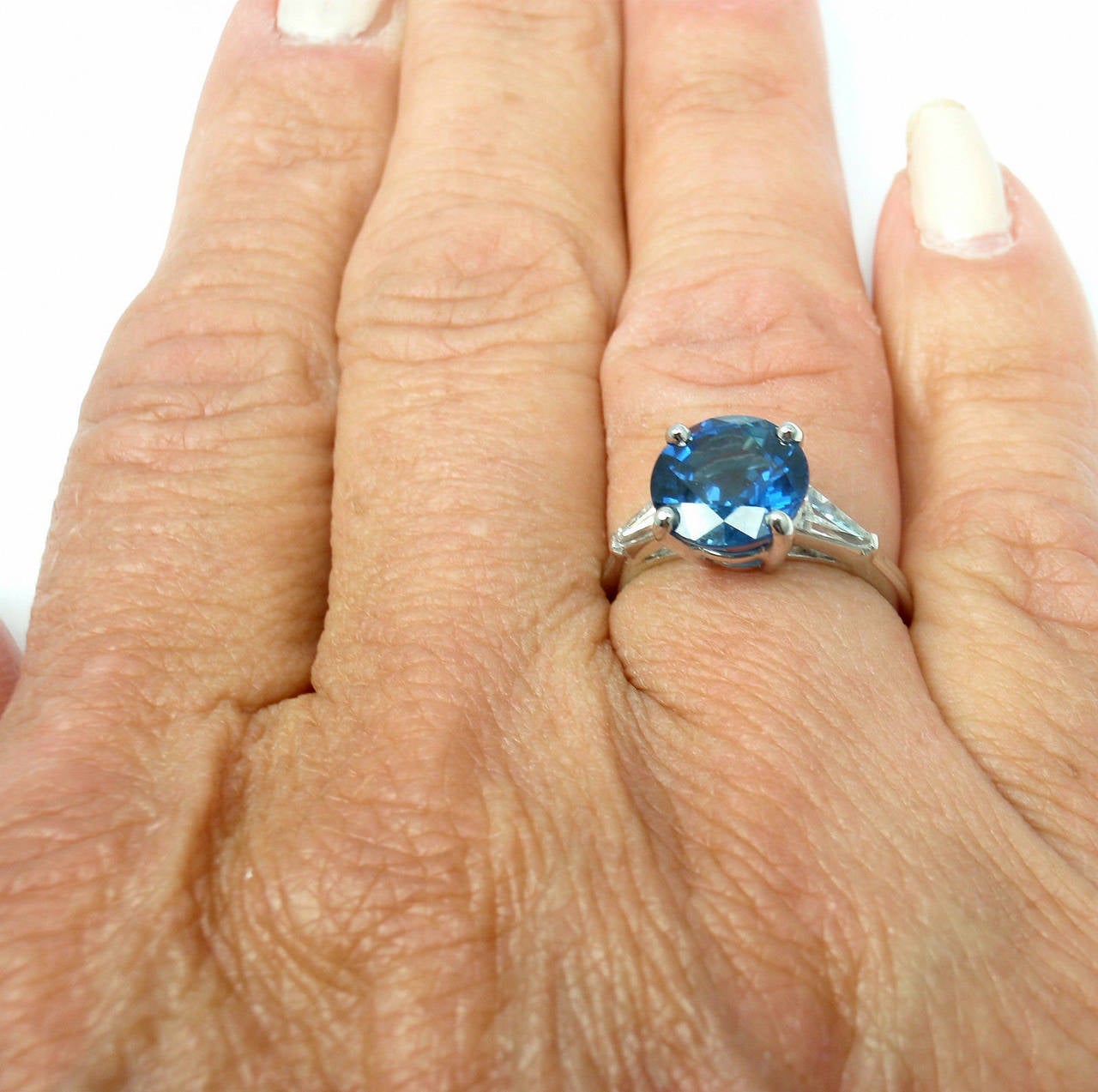 Tiffany & Co Sapphire Diamond Platinum Ring 5