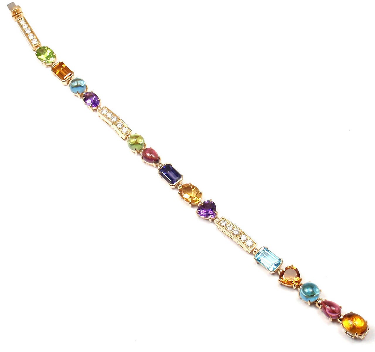 Women's Bulgari Allegra Gemstone Diamond Gold Link Bracelet