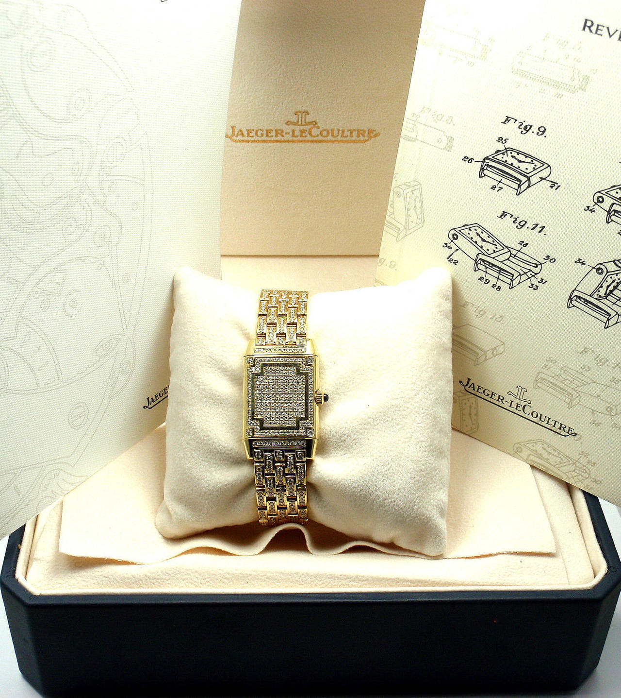 Jaeger-Lecoultre Lady's Yellow Gold Diamond Reverso Wristwatch Ref 267.1.86 6