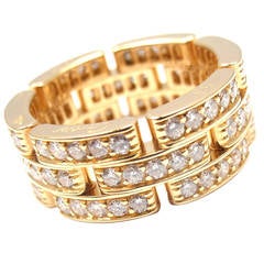Retro Cartier Maillon Panthere Diamond Gold Eternity Band Ring