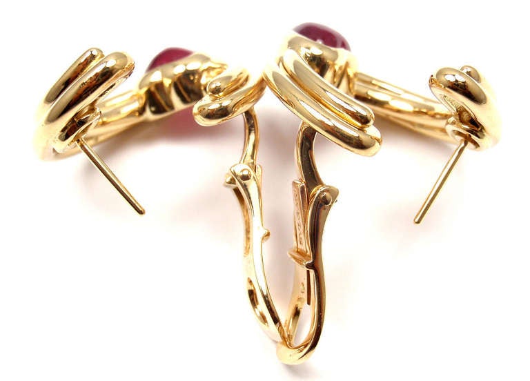 Bulgari Pink Tourmaline Yellow Gold Heart Earrings In New Condition In Holland, PA