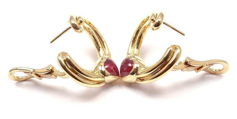 Women's Bulgari Pink Tourmaline Yellow Gold Heart Earrings