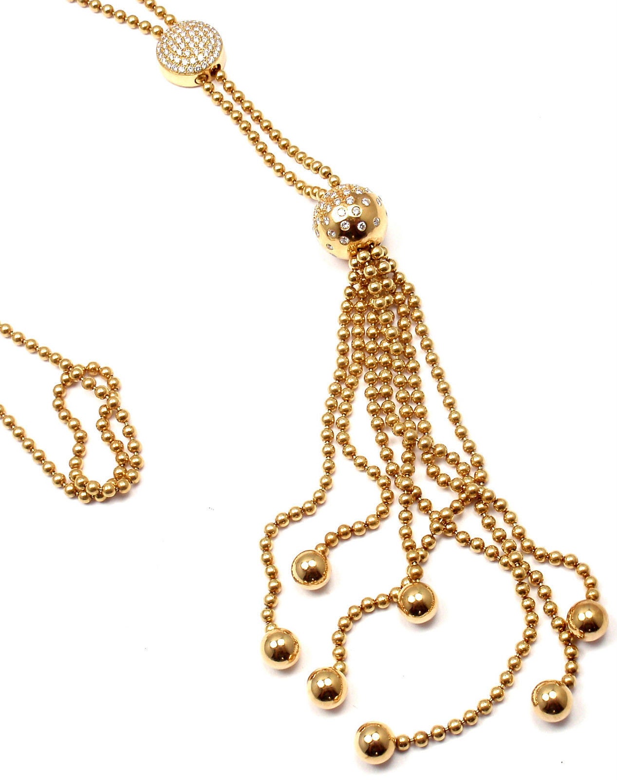 Women's Cartier Draperie Diamond Adjustable Lariat Yellow Gold Necklace