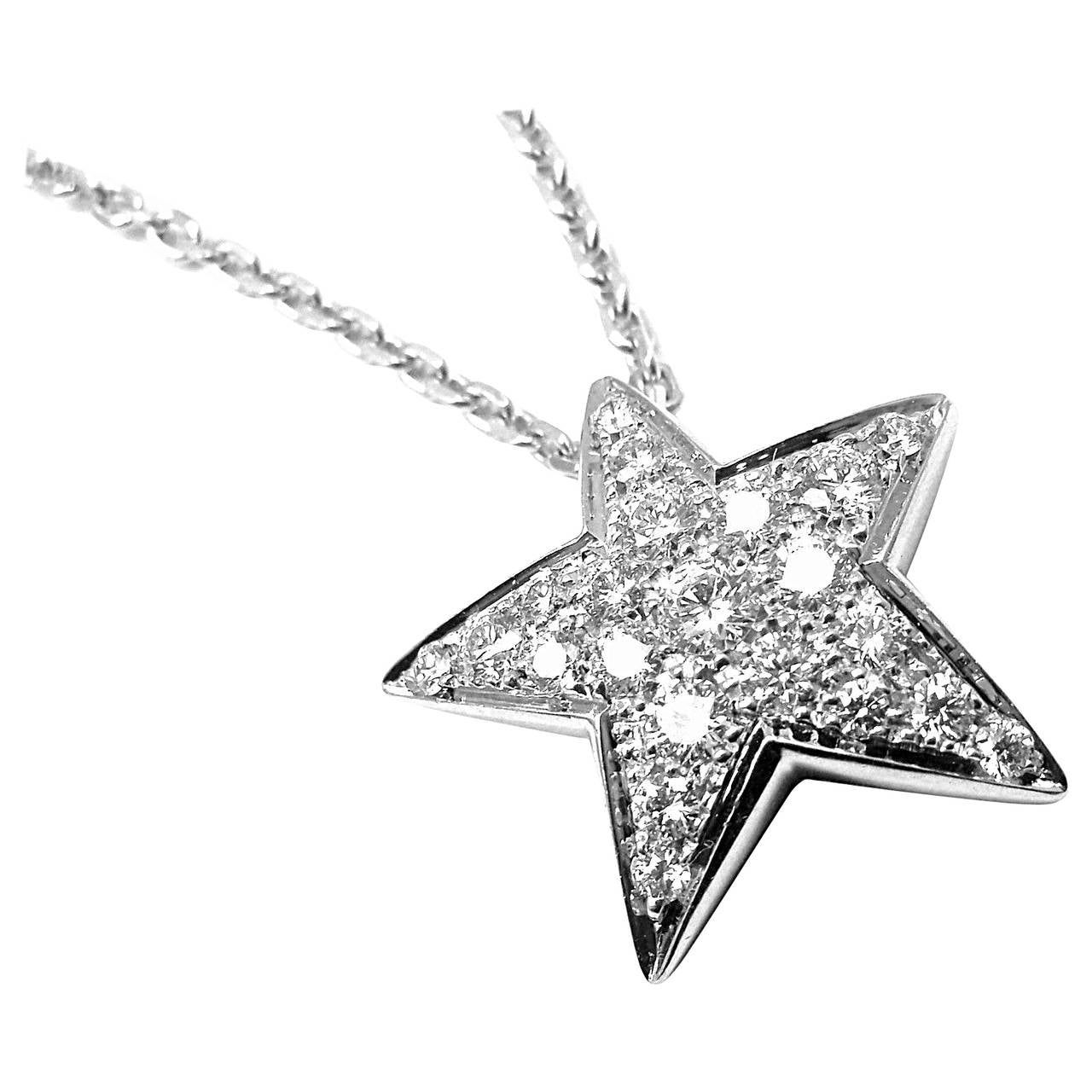 Chanel Comete Large Diamond Gold Star Pendant Necklace