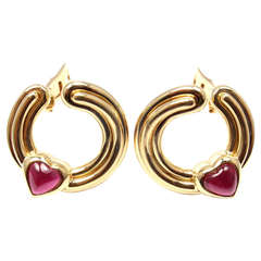 Bulgari Pink Tourmaline Yellow Gold Heart Earrings 3