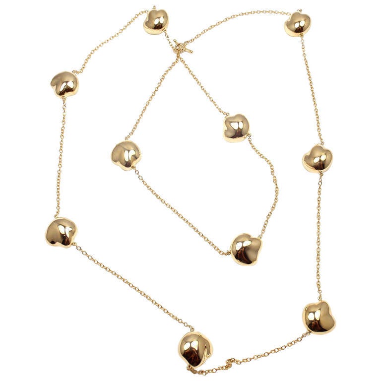 Tiffany & Co. Elsa Peretti Yellow Gold Bean Necklace