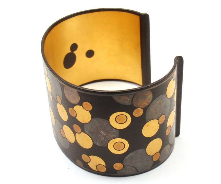 Tiffany & Co. Angela Cummings Black Lacquer Iron and Yellow Gold Cuff Bracelet In Excellent Condition In Holland, PA