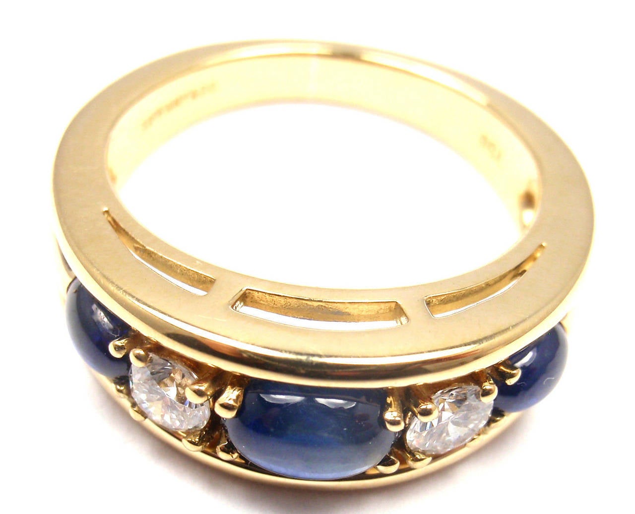 Women's Tiffany & Co Diamond Sapphire Yellow Gold Band Ring