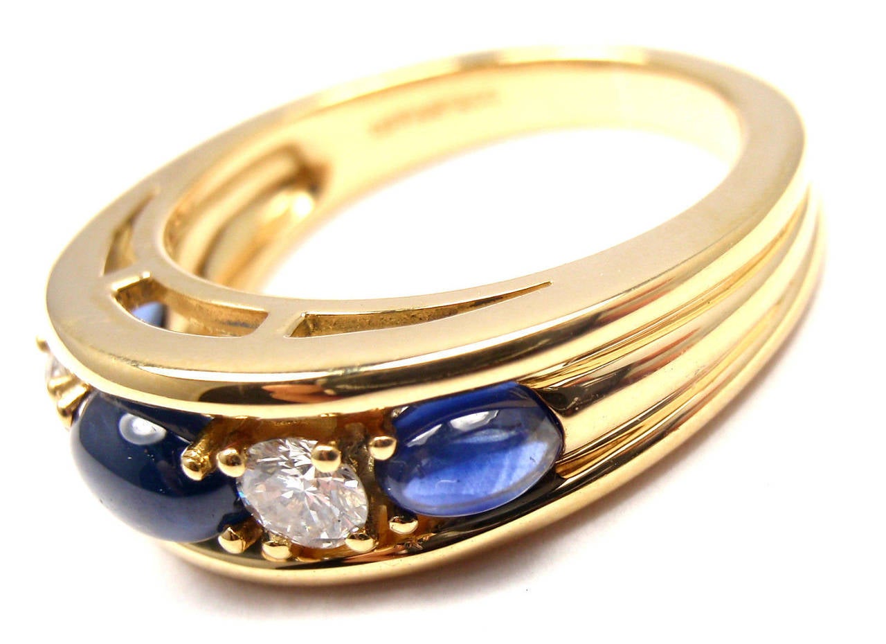 Tiffany & Co Diamond Sapphire Yellow Gold Band Ring 1