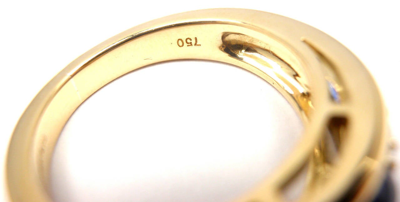 Tiffany & Co Diamond Sapphire Yellow Gold Band Ring 2