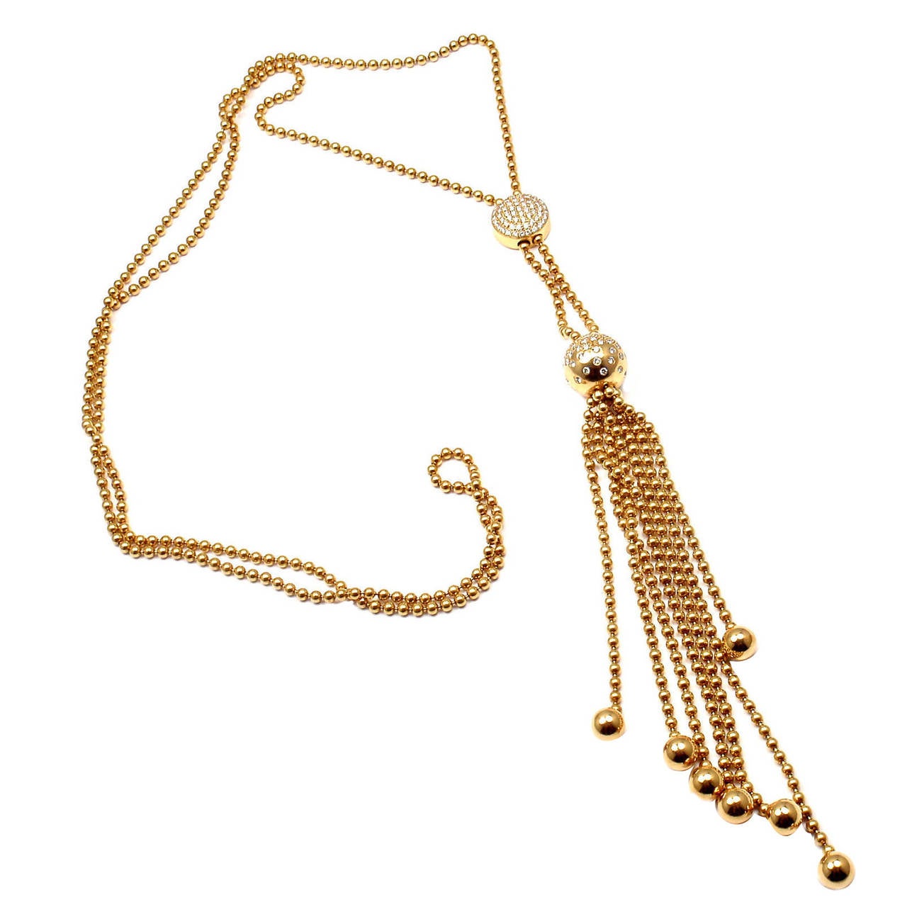 Cartier Draperie Diamond Adjustable Lariat Yellow Gold Necklace