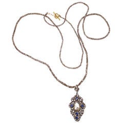 Vintage CATHY WATERMAN Diamond Sapphire Platinum & Gold Pendant Necklace