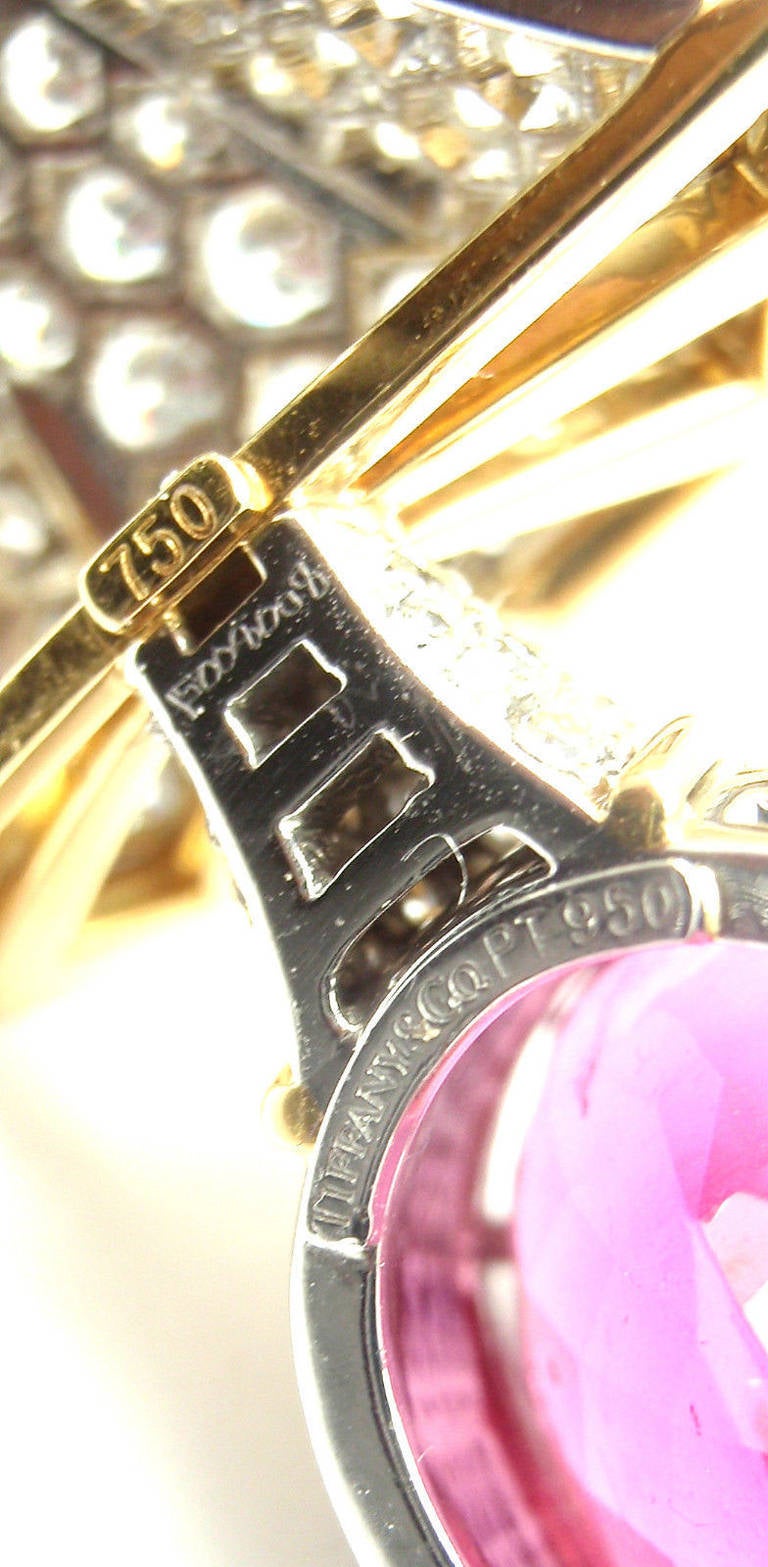 Tiffany & Co. Rubellite Tsavorite Diamond Yellow Gold Platinum Lamp Pin Brooch 1
