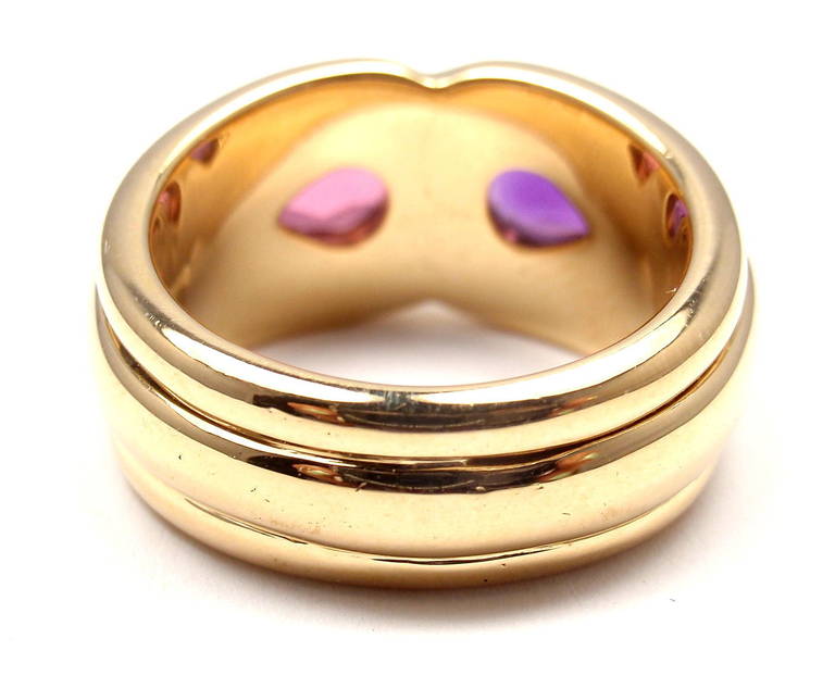 Bulgari Amethyst and Pink Tourmaline Yellow Gold Ring In New Condition In Holland, PA