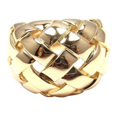 Van Cleef & Arpels VCA Basket Weave Yellow Gold Band Ring