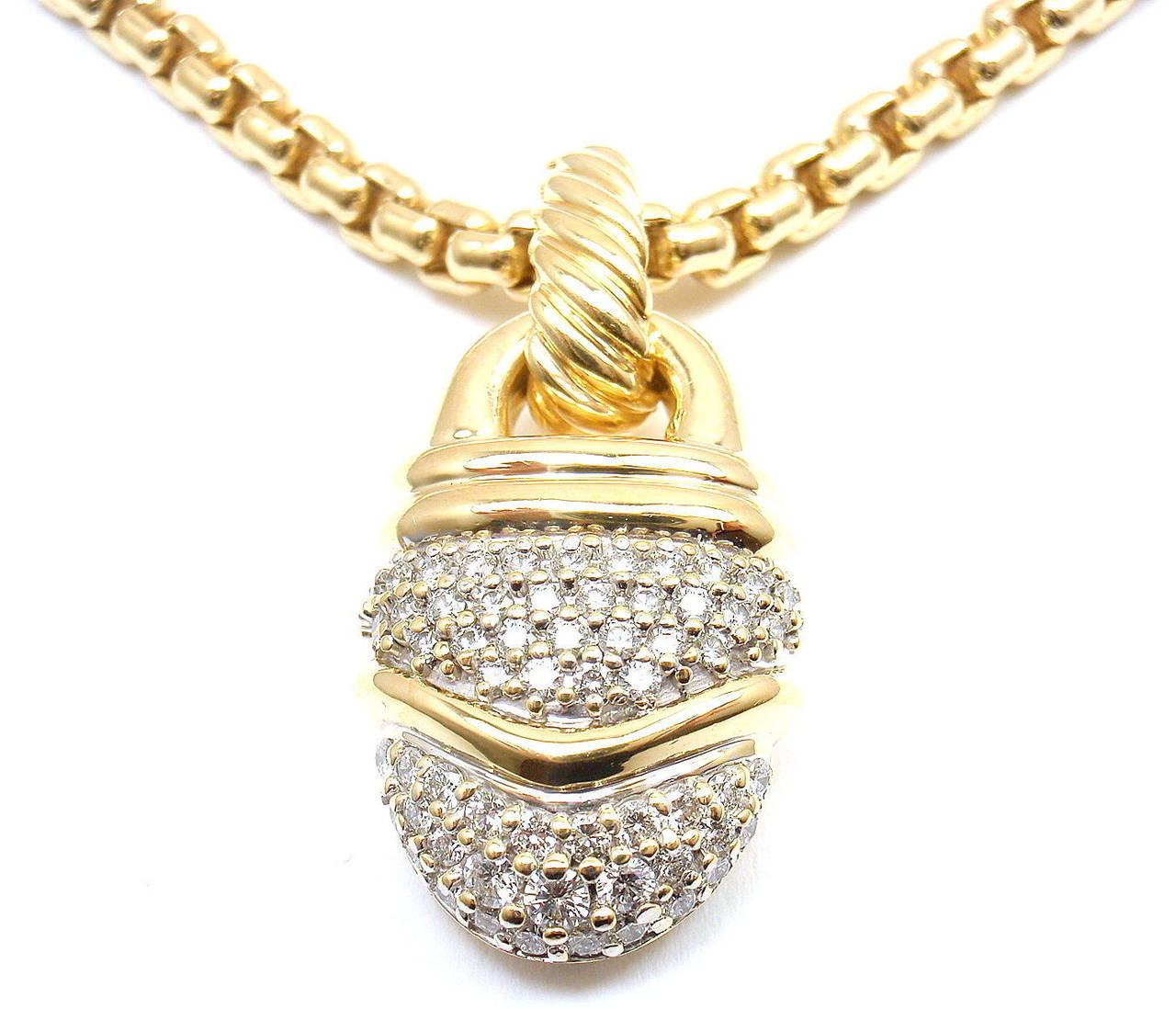 David Yurman Diamond Gold Acorn Pendant Necklace 1