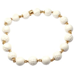 Bulgari Chandra Weißes Porzellan Perlen Gold Halskette