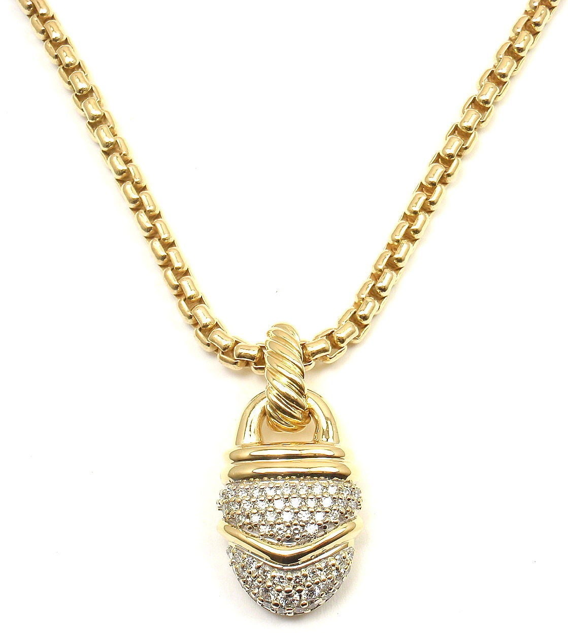David Yurman Diamond Gold Acorn Pendant Necklace 2