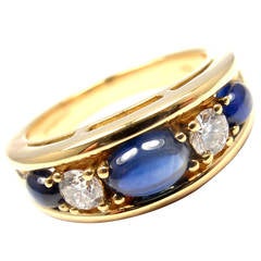 Tiffany & Co Diamond Sapphire Yellow Gold Band Ring