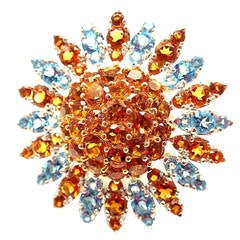 Pasquale Bruni Margherita Large Blue Topaz Citrine Gold Cocktail Ring