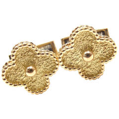 Van Cleef & Arpels Retro Alhambra Gold Cufflinks