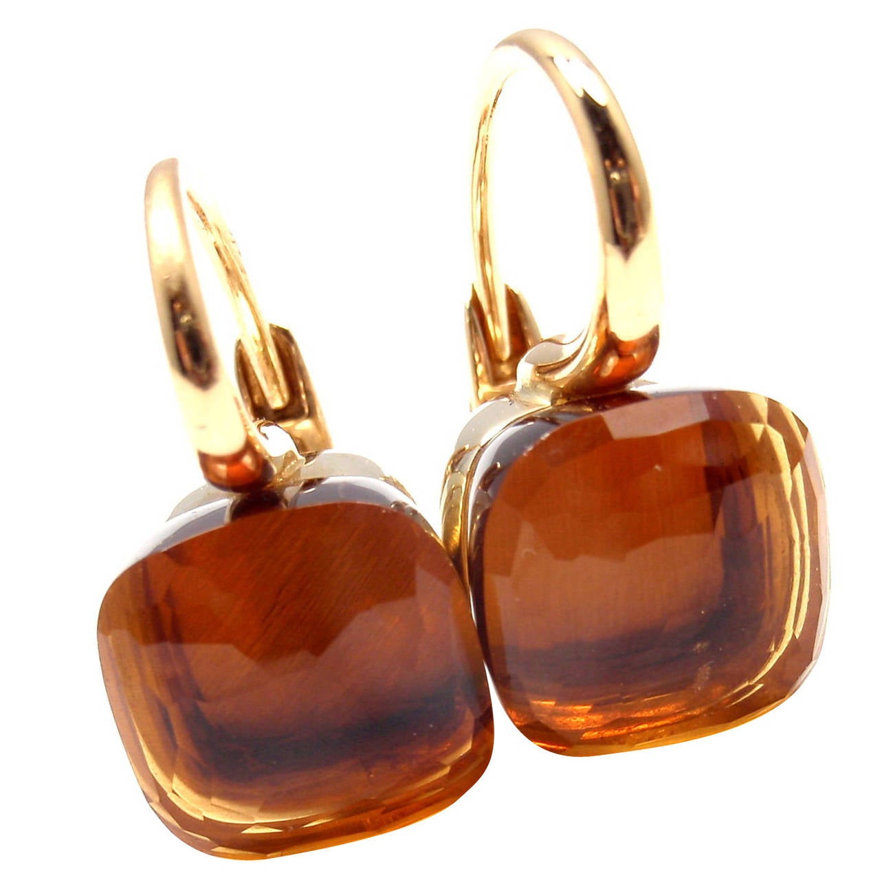 Pomellato Nudo Madeira Quartz Two Color Gold Earrings