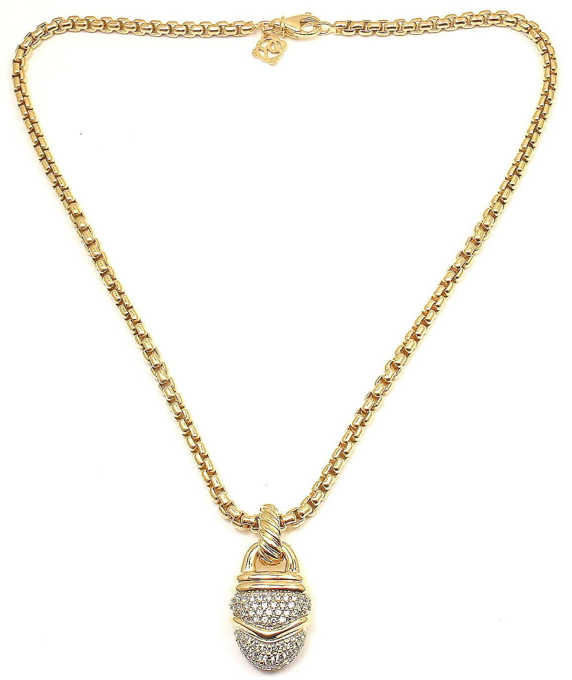Women's David Yurman Diamond Gold Acorn Pendant Necklace