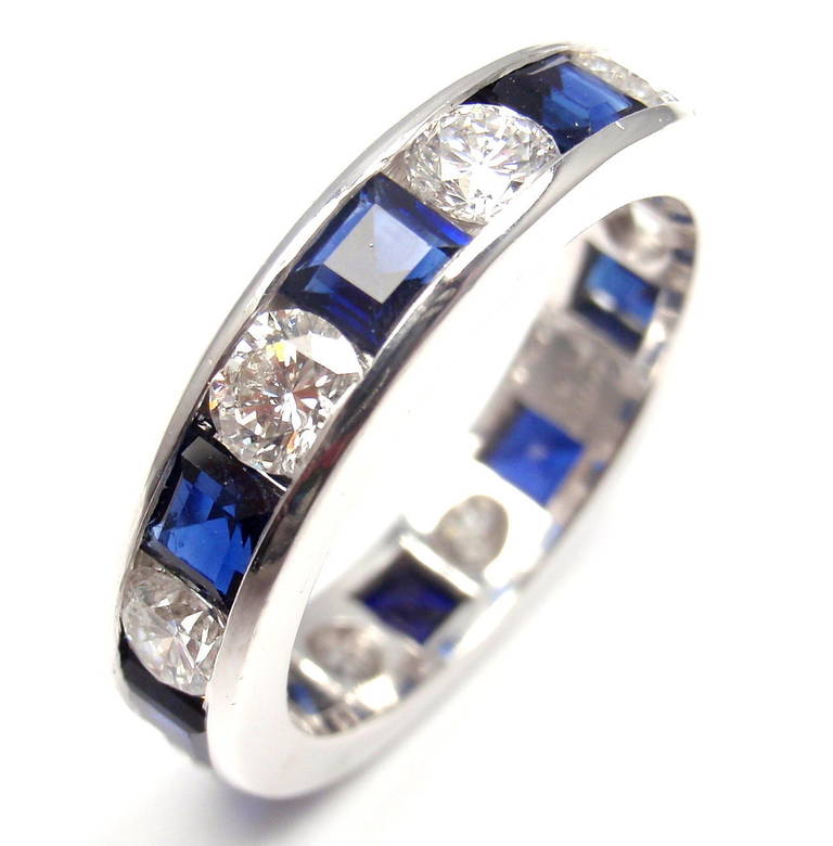 Cartier Diamond Sapphire Eternity Platinum Band Ring At 1stDibs Cartier Diamond Sapphire Eternity Platinum Band Ring At 1stDibs