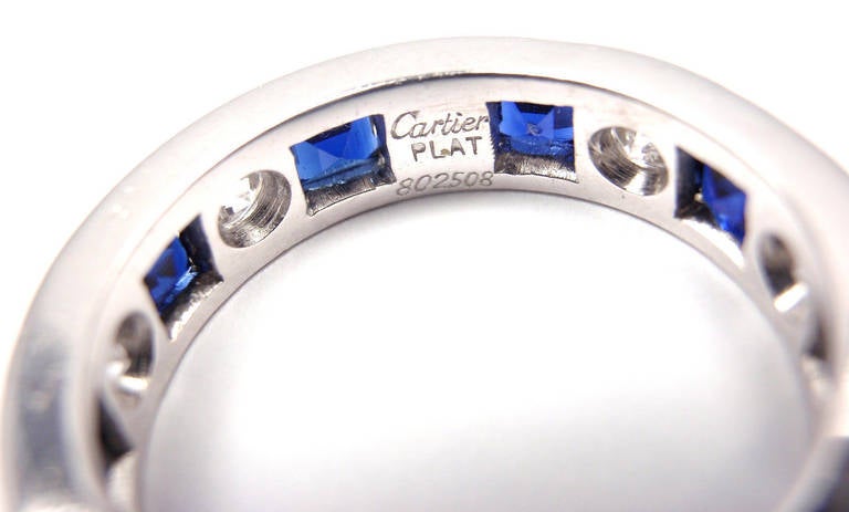 Women's Cartier Diamond Sapphire Eternity Platinum Band Ring