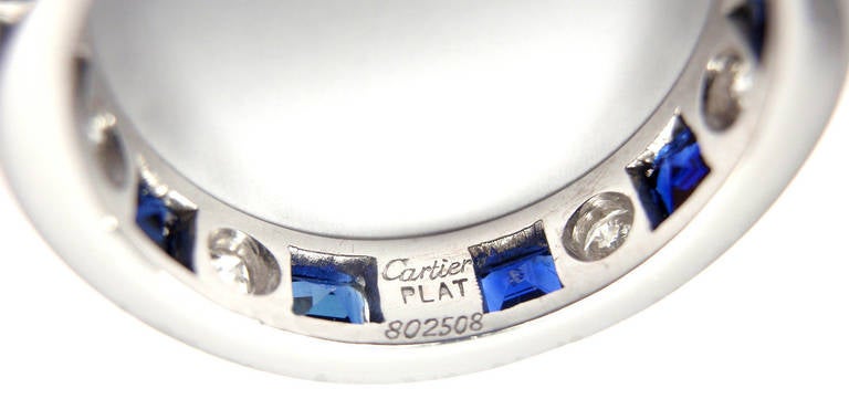 Cartier Diamond Sapphire Eternity Platinum Band Ring 3