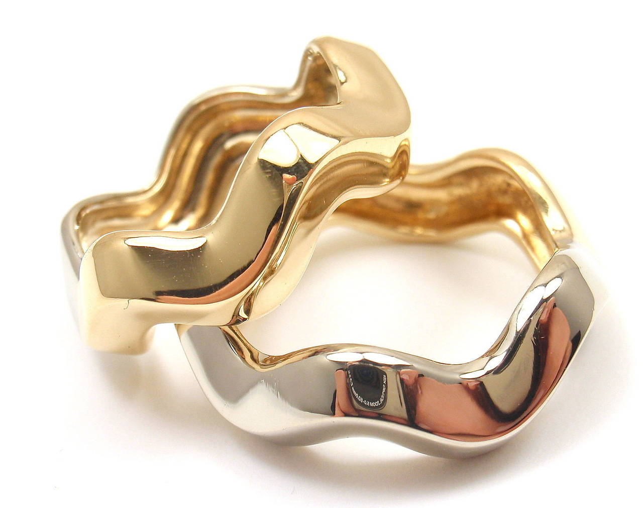 Pomellato Zig Zag 2 Stacking Yellow and White Gold Rings 4