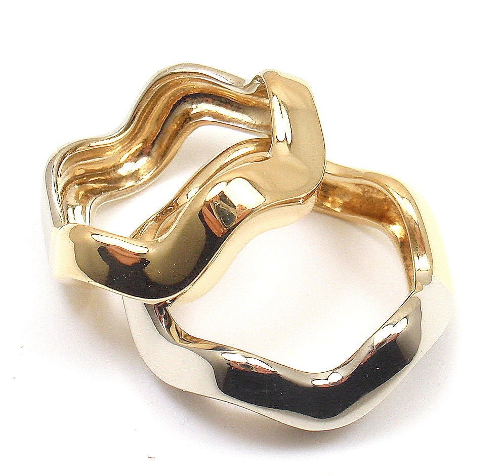 Pomellato Zig Zag 2 Stacking Yellow and White Gold Rings 3