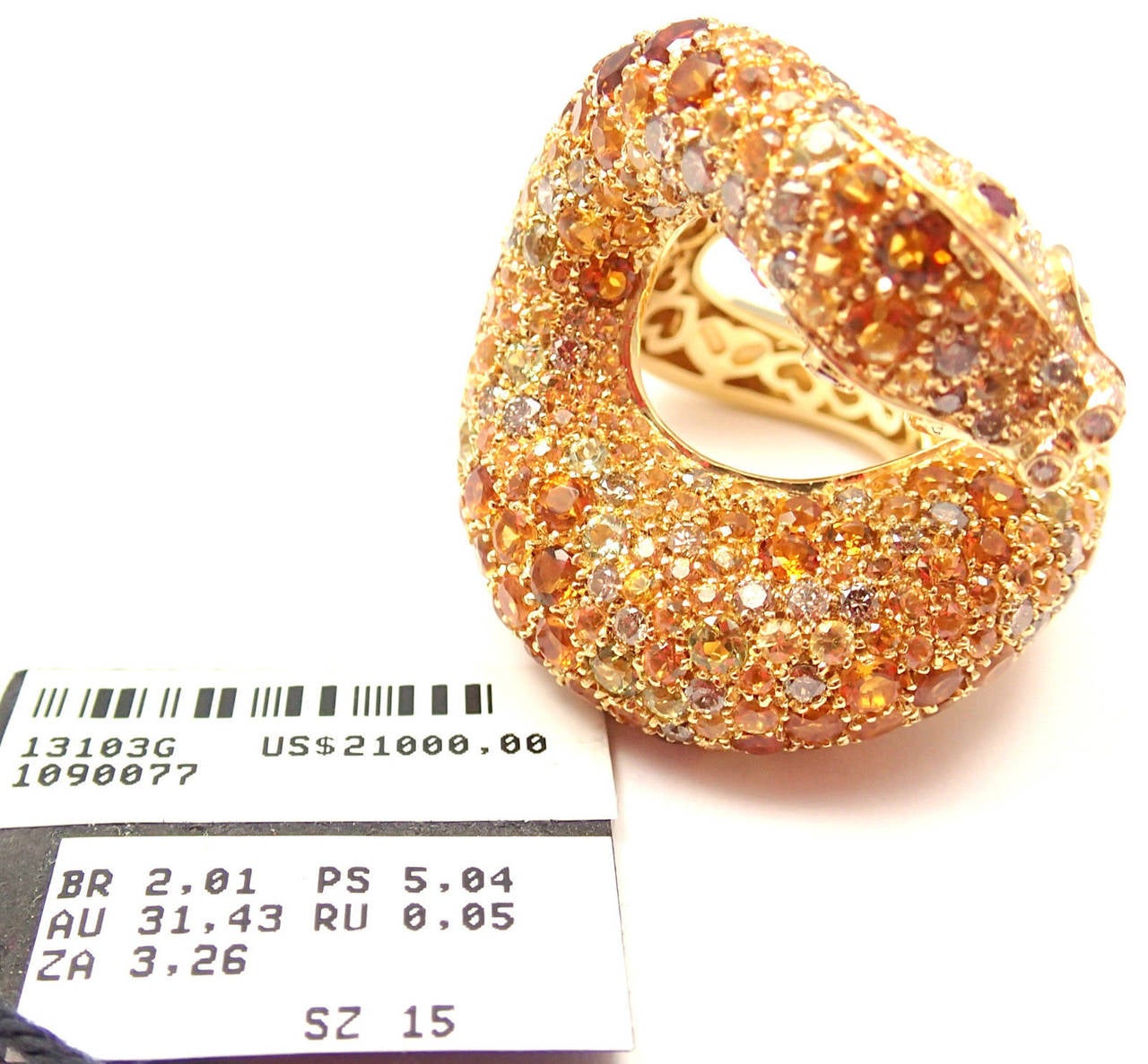 Pasquale Bruni Il Peccato Large Sapphire Ruby Diamond Gold Snake Ring 2