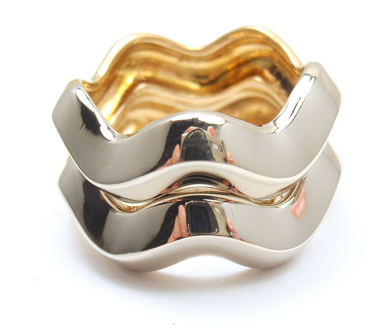 Pomellato Zig Zag 2 Stacking Yellow and White Gold Rings