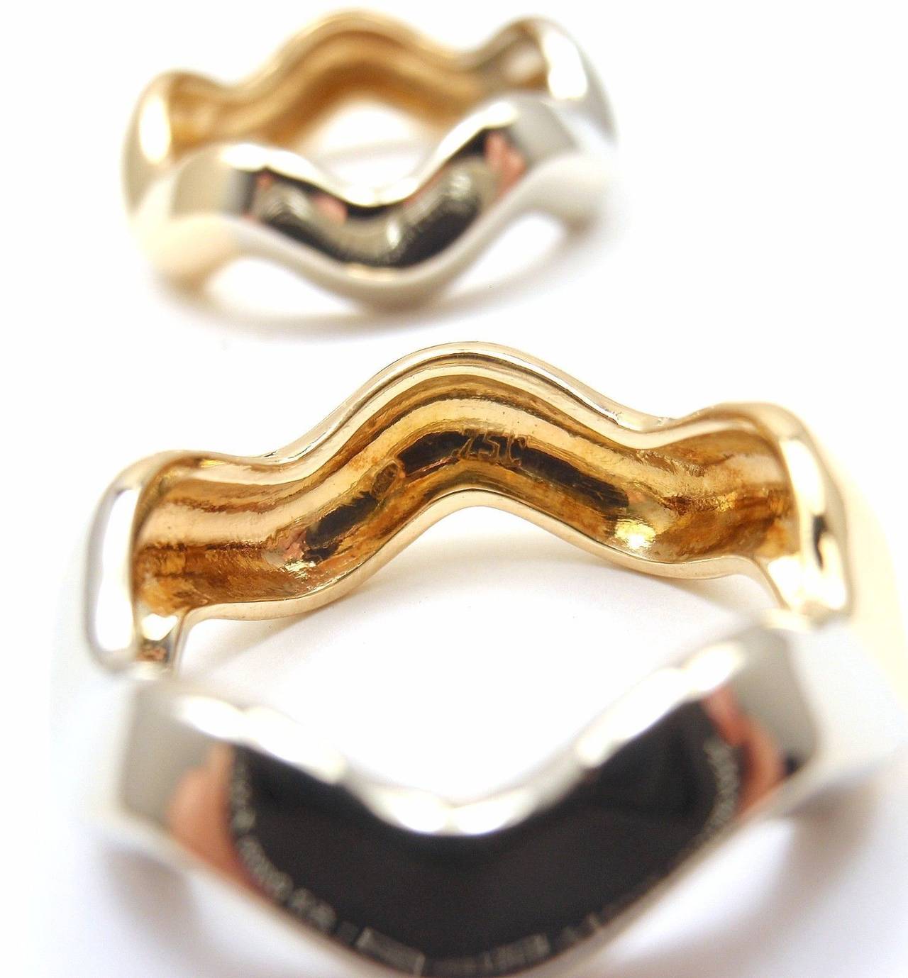 Pomellato Zig Zag 2 Stacking Yellow and White Gold Rings 2